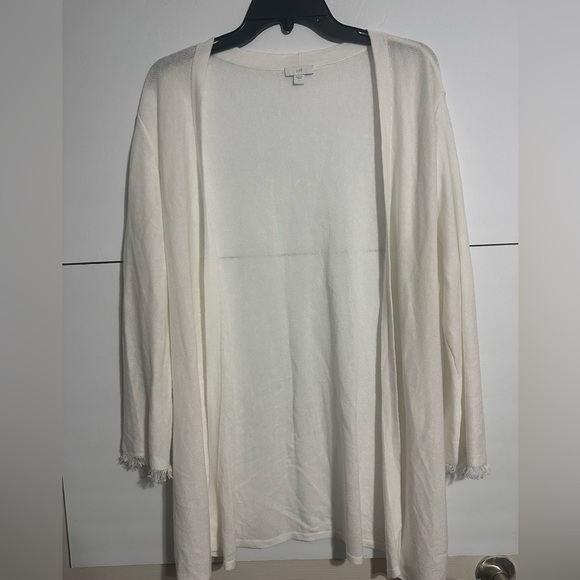 Linen blend J. Jill  cardigan & top  fringed sleeves size large set - Picture 3 of 7